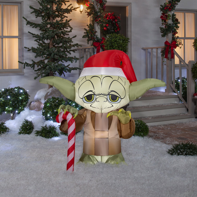 Gemmy Industries Stylized Yoda with Candy Cane Airblown Inflatable